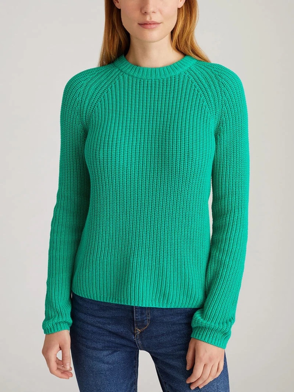 Tahari Teal Ribbed Crewneck Sweater